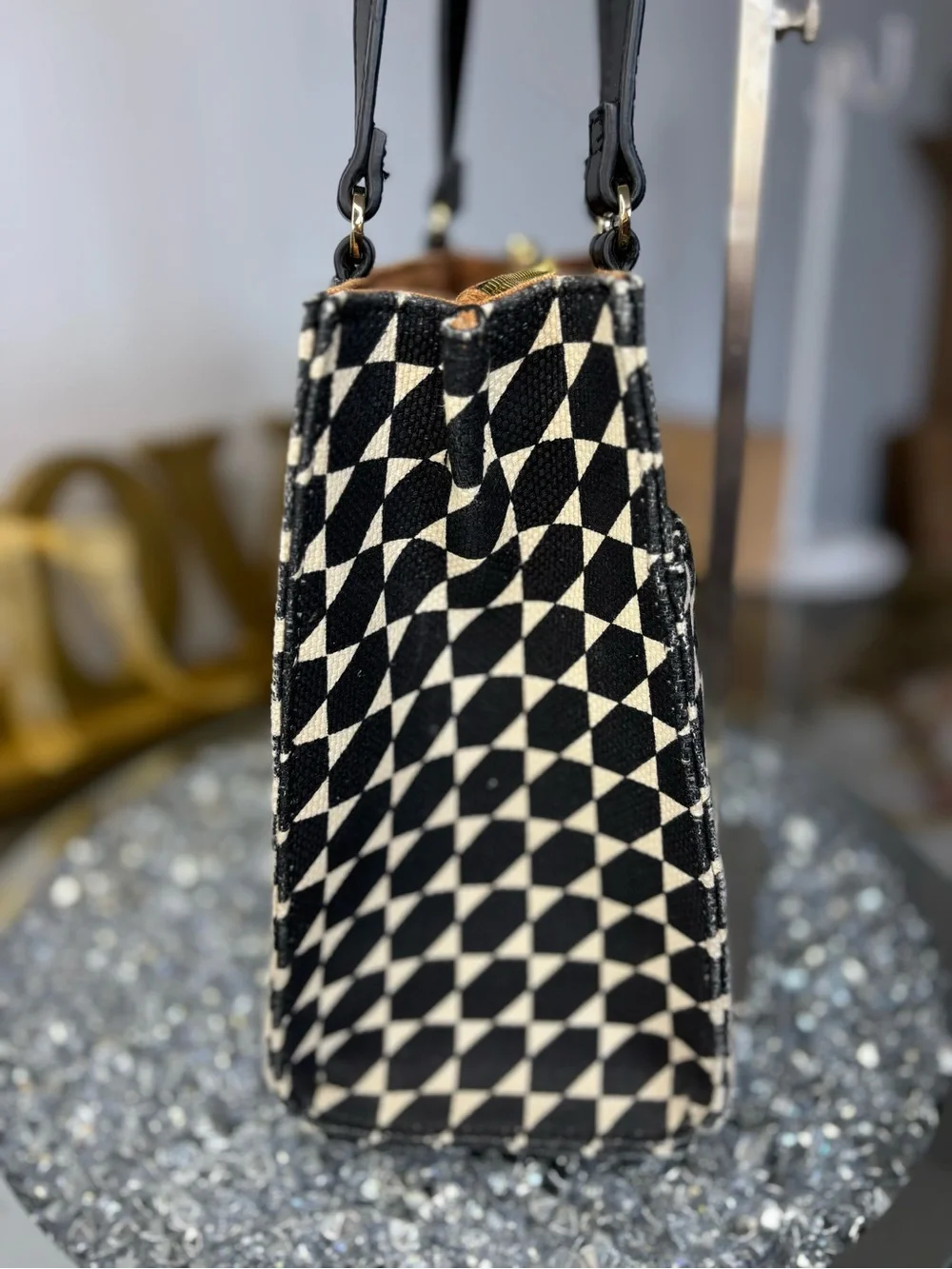 Spartina 449 Black and Cream Geometric Tote